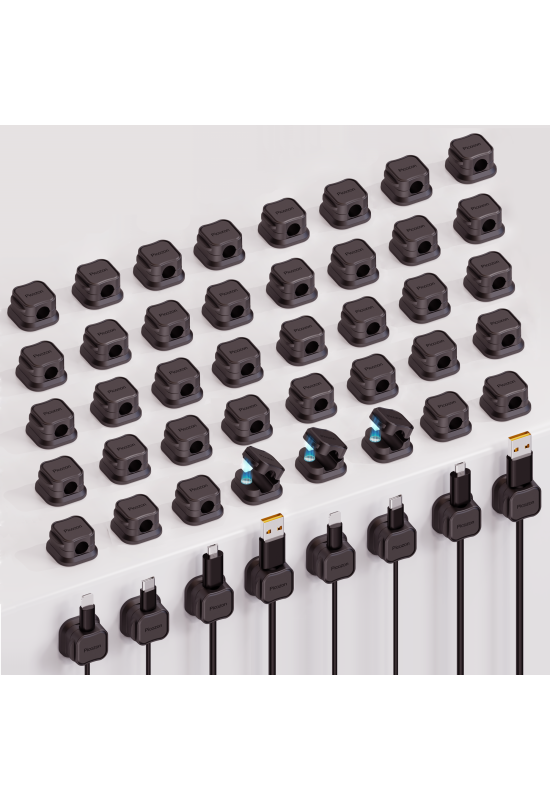 48 Pack Magnetic Cable Clip Organizer Cord Holder, Picozon Adhesive Cable Management, Wire Cable Holder Keeper Organizer-Black