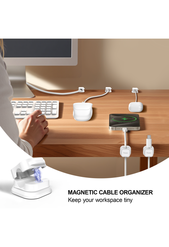 6 Pack Magnetic Cable Clip Organizer Cord Holder, Picozon Adhesive Cable Management, Wire Cable Holder Keeper Organizer