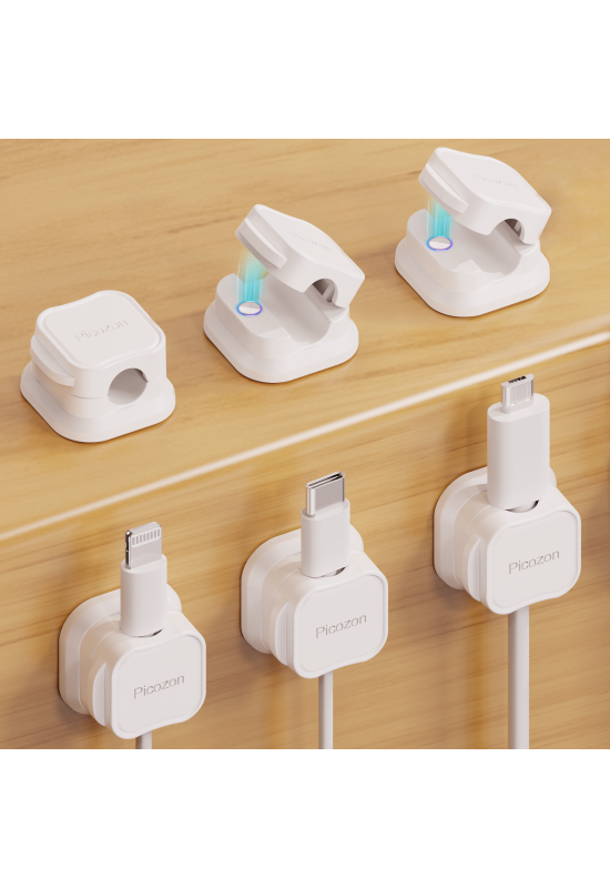 6 Pack Magnetic Cable Clip Organizer Cord Holder, Picozon Adhesive Cable Management, Wire Cable Holder Keeper Organizer