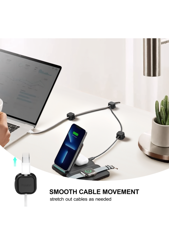 12 Pack Magnetic Cable Clip Organizer Cord Holder, Picozon Adhesive Cable Management, Wire Cable Holder Keeper Organizer-Black