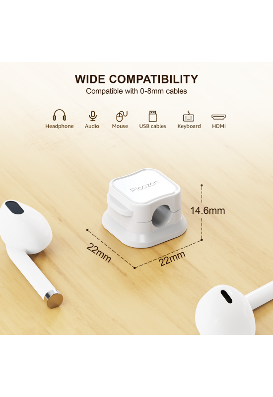 6 Pack Magnetic Cable Clip Organizer Cord Holder, Picozon Adhesive Cable Management, Wire Cable Holder Keeper Organizer