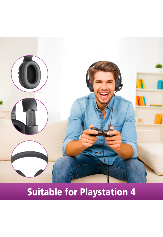 Picozon 3.5mm Gaming Headset Headphone with Microphone for PS4, PS5, Playstation Vita, Mac, Laptop, Tablet, Computer etc