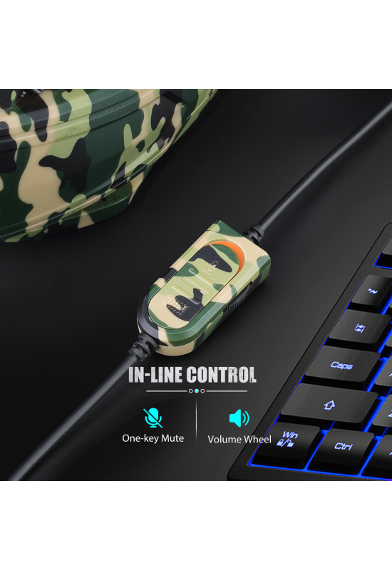 Picozon 3.5mm Gaming Headset Headphone with Microphone for PS4, PS5, Playstation Vita, Mac, Laptop, Tablet, Computer etc - Camouflage